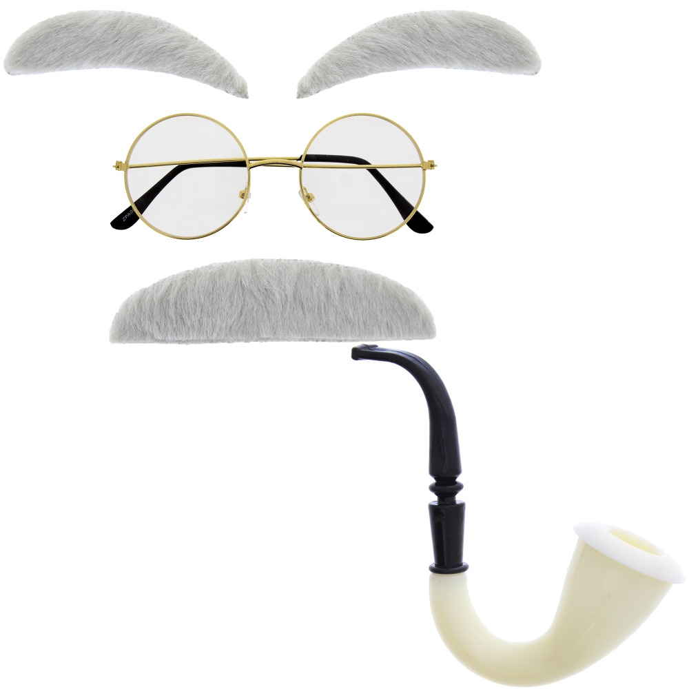 Zac's Alter Ego - 4 Piece Old Man/ Grandpa Kit Ensemble d'accessoires de costume - Gris